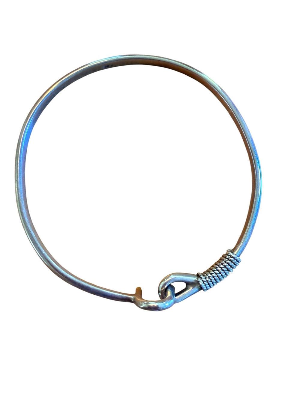 Sterling Silver Nautical Horseshoe Hook Bangle Bracelet